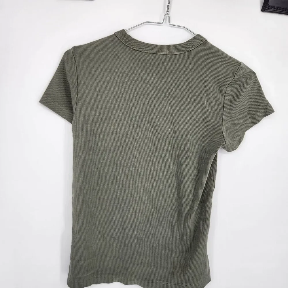 Marine Layer Dark Green Small Lexi Rib Sun In Crew Tee NWT - Picture 5 of 7